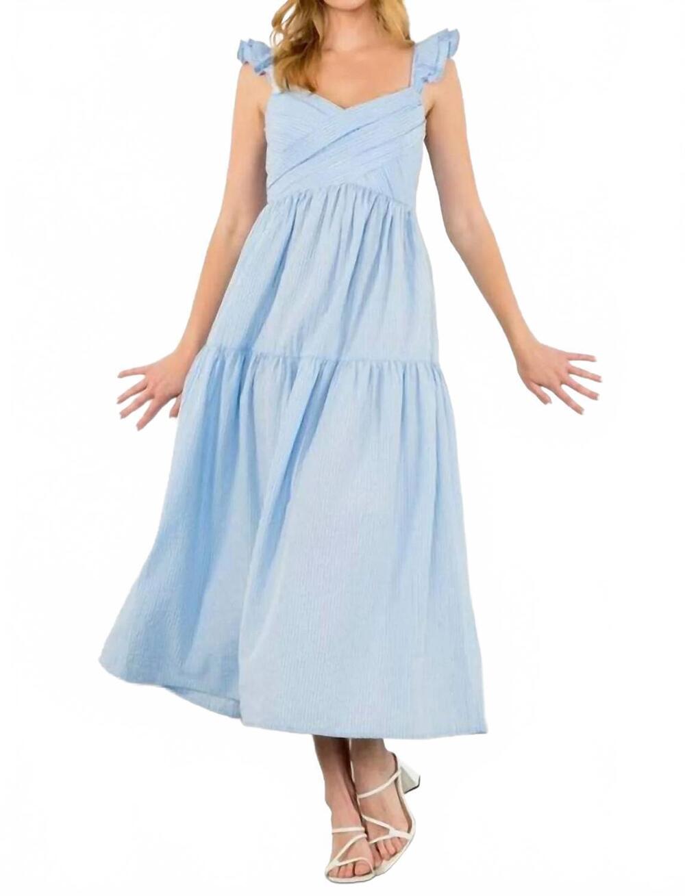 NEW THML flutter sleeve maxi dress in blue